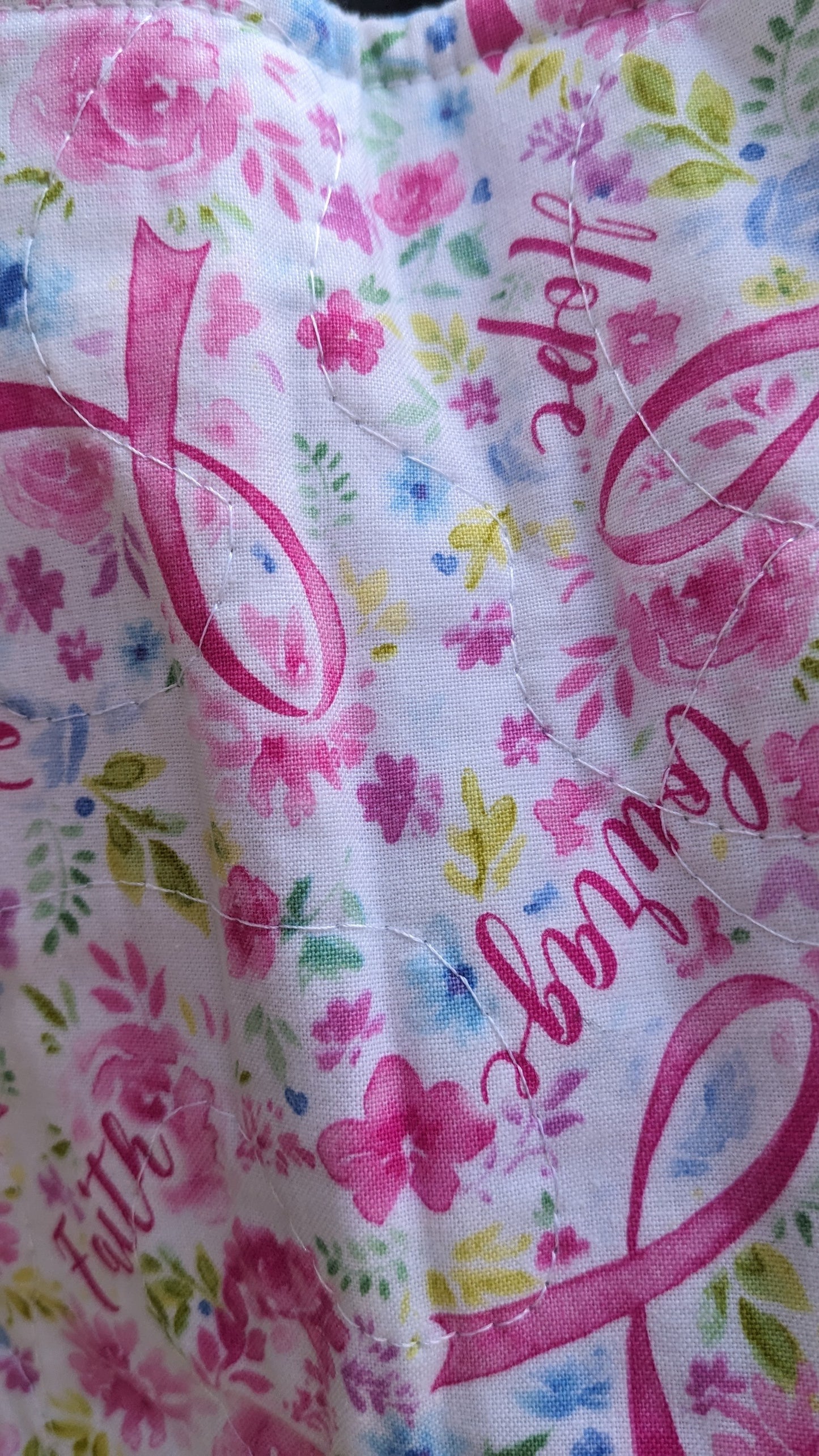 Pink ribbon breast cancer quilt – handmade patchwork