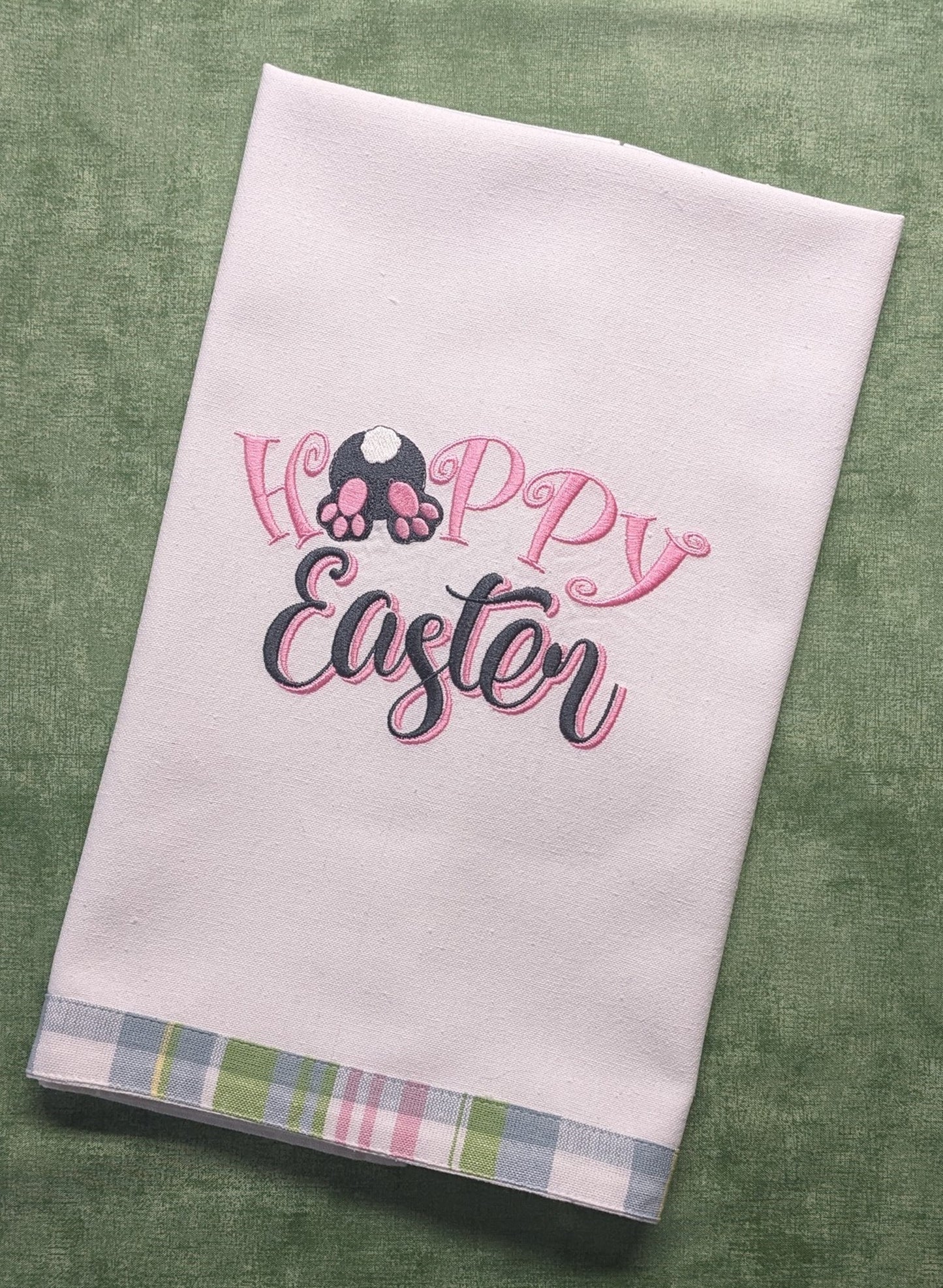 Hoppy Easter black T-shirt with festive embroidered design