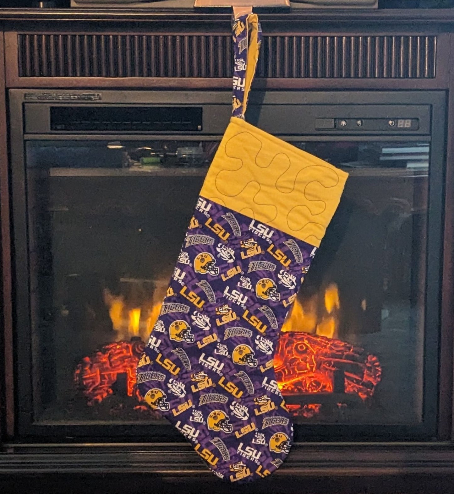 LSU Christmas Stocking with Logos-Purple & Gold