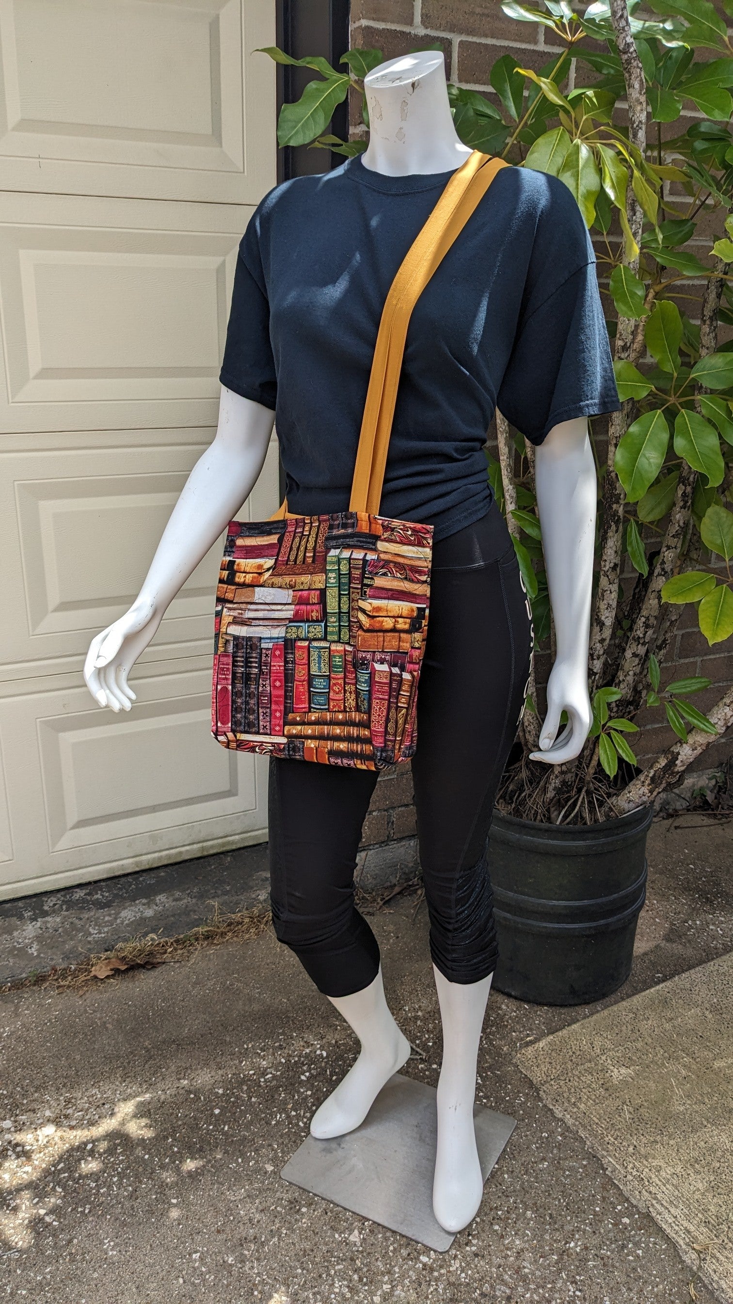 Library Books Tote Bag | Quilted Book Lover Carryall