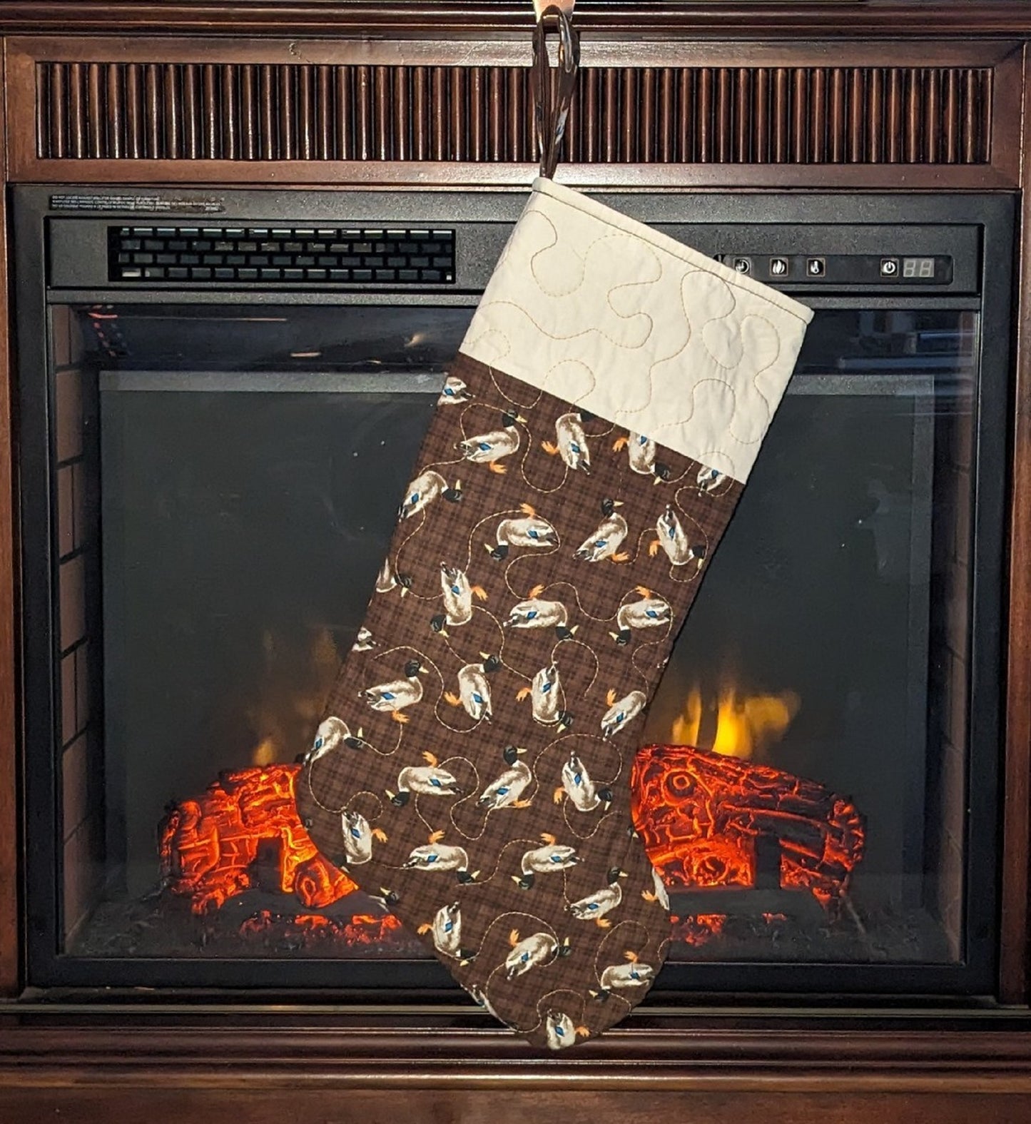 Mallard Ducks on Brown Background Christmas Stocking