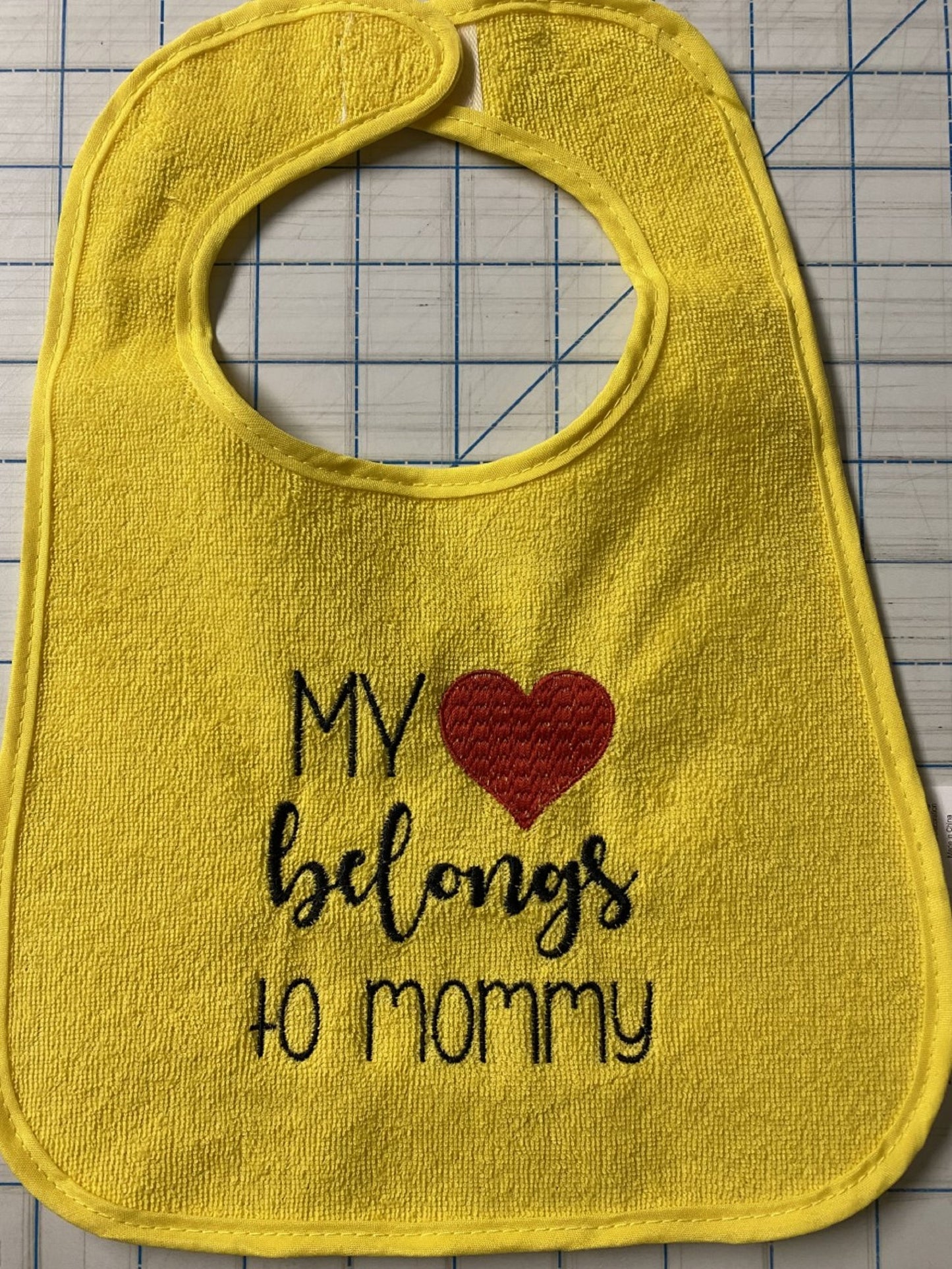 My Heart Belongs To Mommy Baby Bib-Machine Embroidered