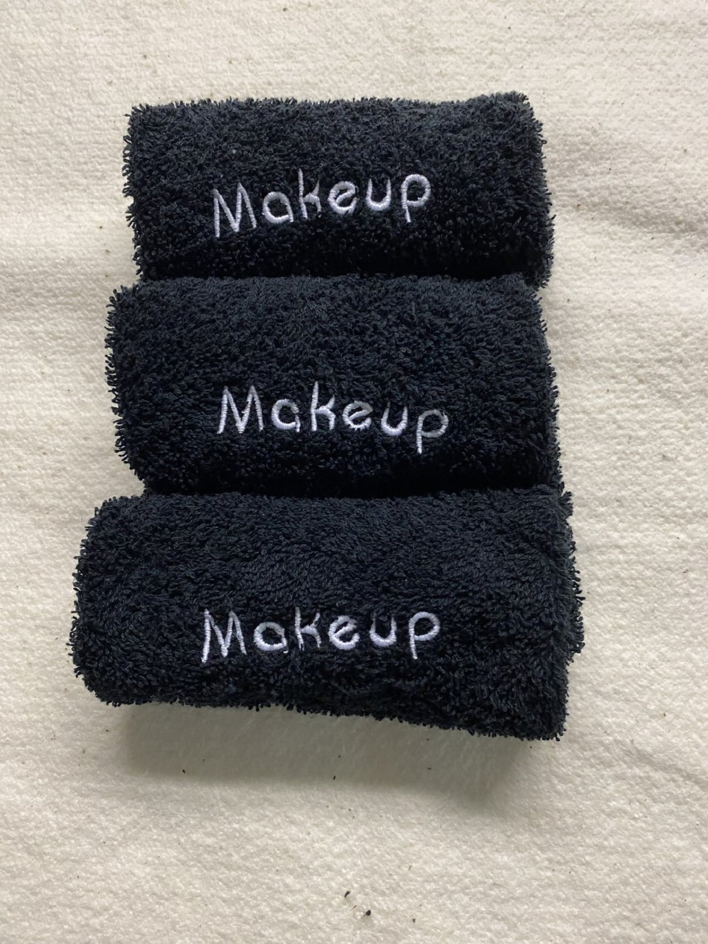 Black Washcloth with Makeup Embroidered-3 Washcloths