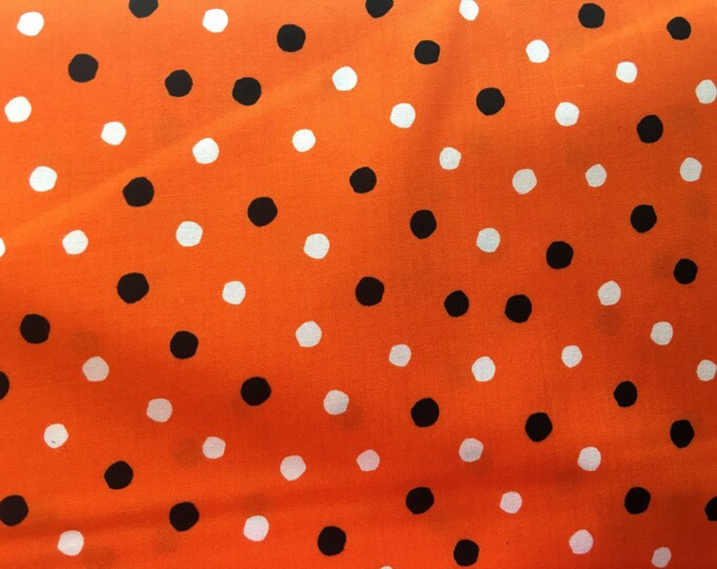 Black & White Polka Dots on Orange B/G-Robert Kaufman-Fat Quarter
