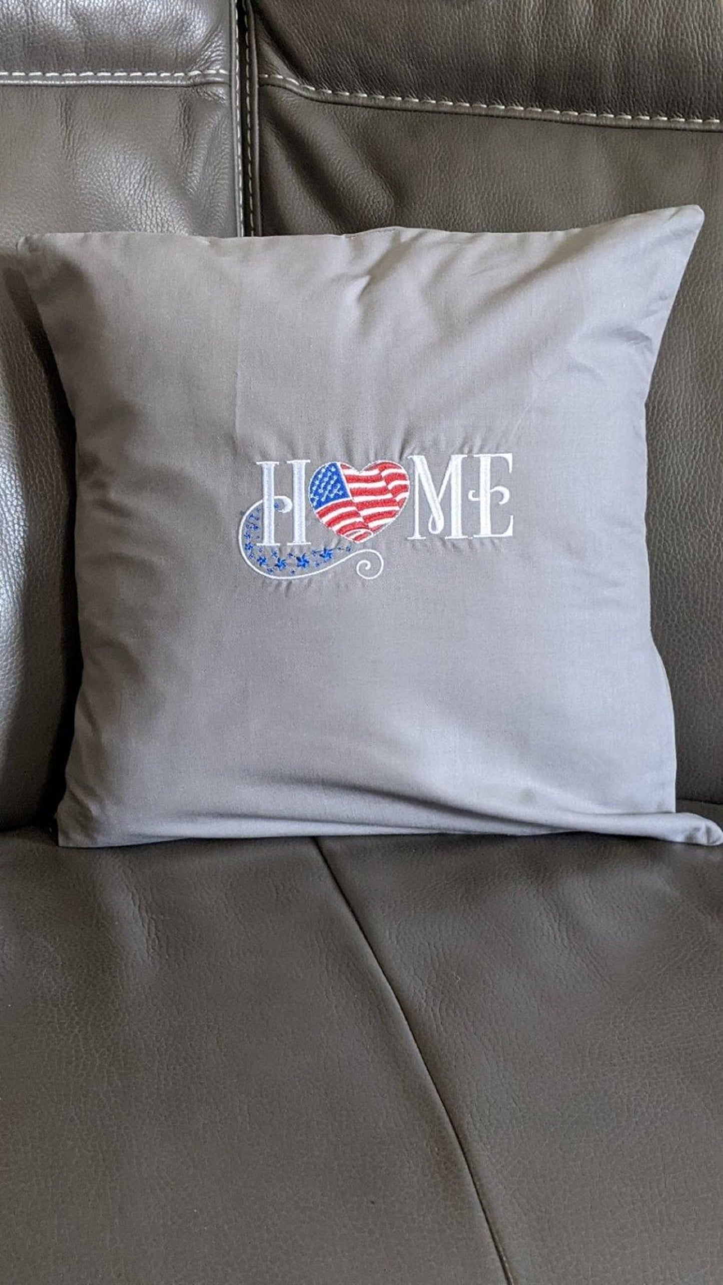 Home -Americana Decorative Pillow Cover-Machine Embroidered