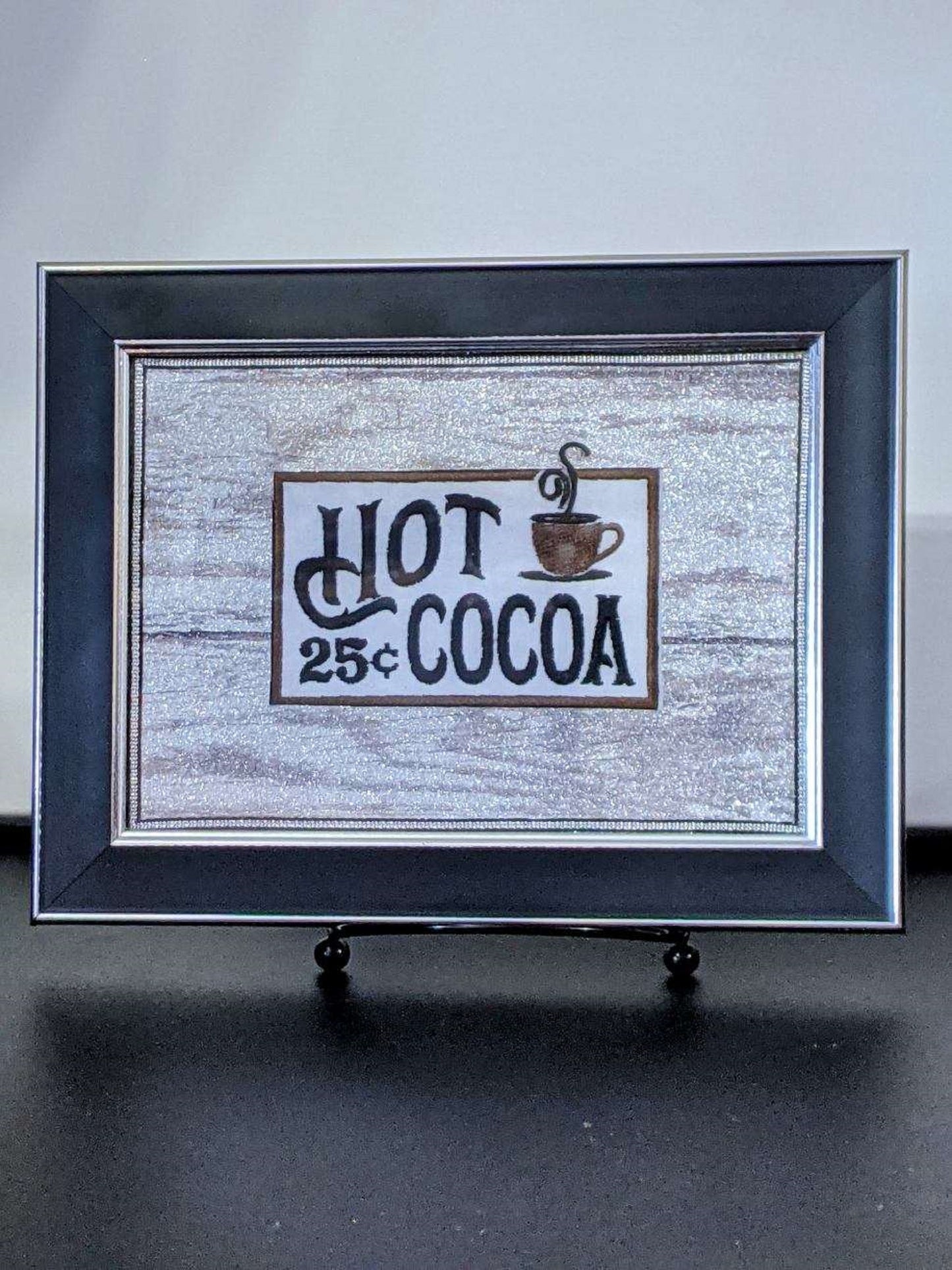 Hot Cocoa 25 Cents-Machine Embroidered Framed Picture