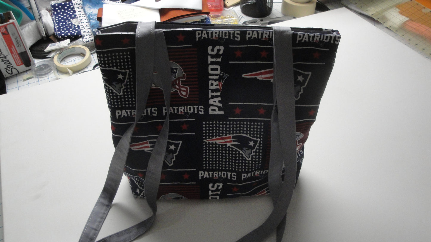 New England Patriots Tote Bag-Machine Quilted-Hand Made