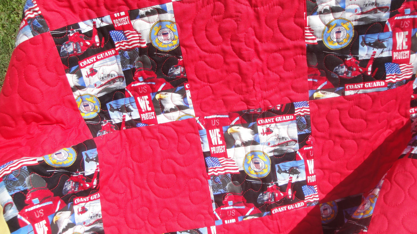 United States Coast Guard-Homemade Quilt-Approximately 40" x 60"