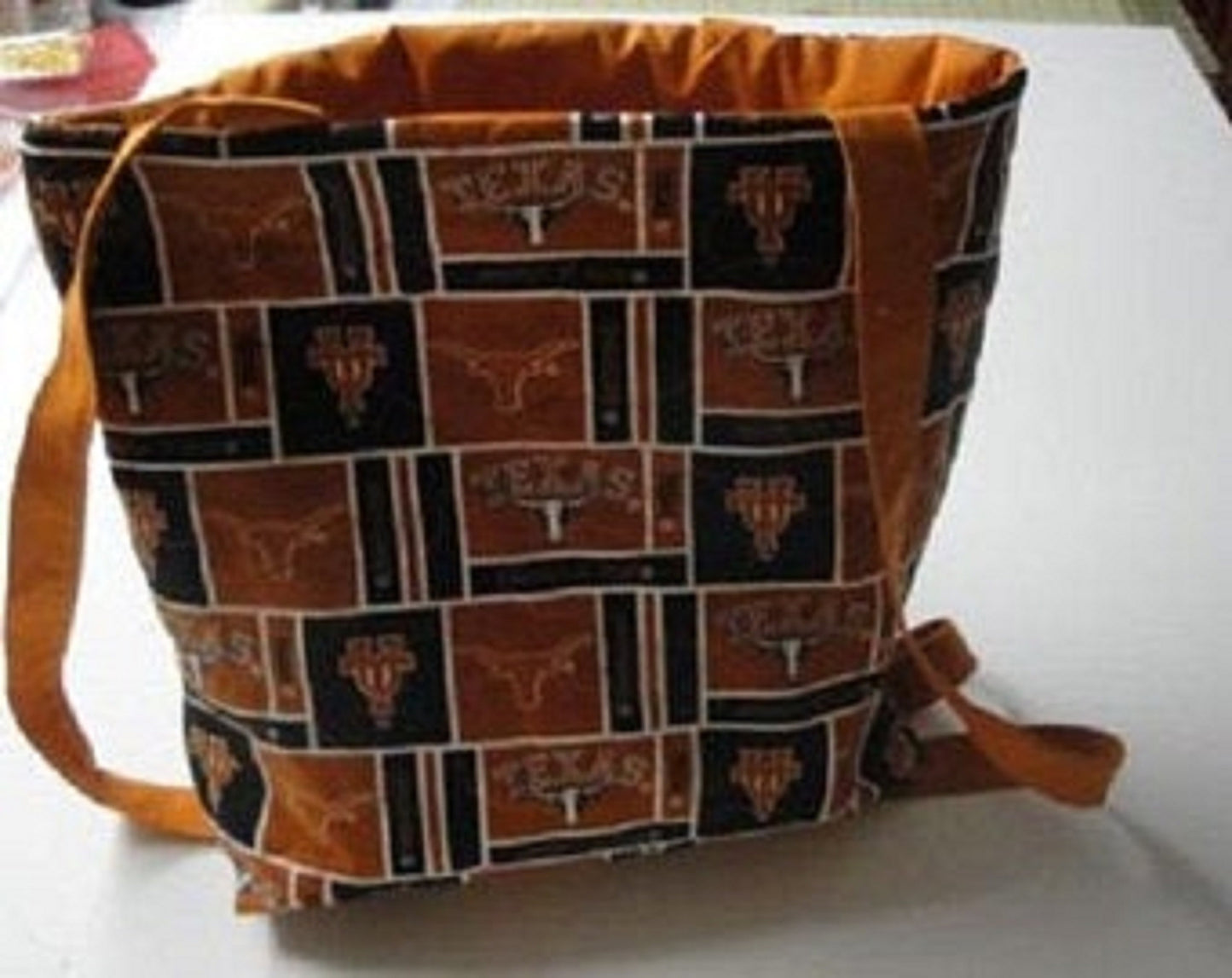 University of Texas Tote Bag-Orange & Black-UT Logo-Machine Quilted-Hand Made