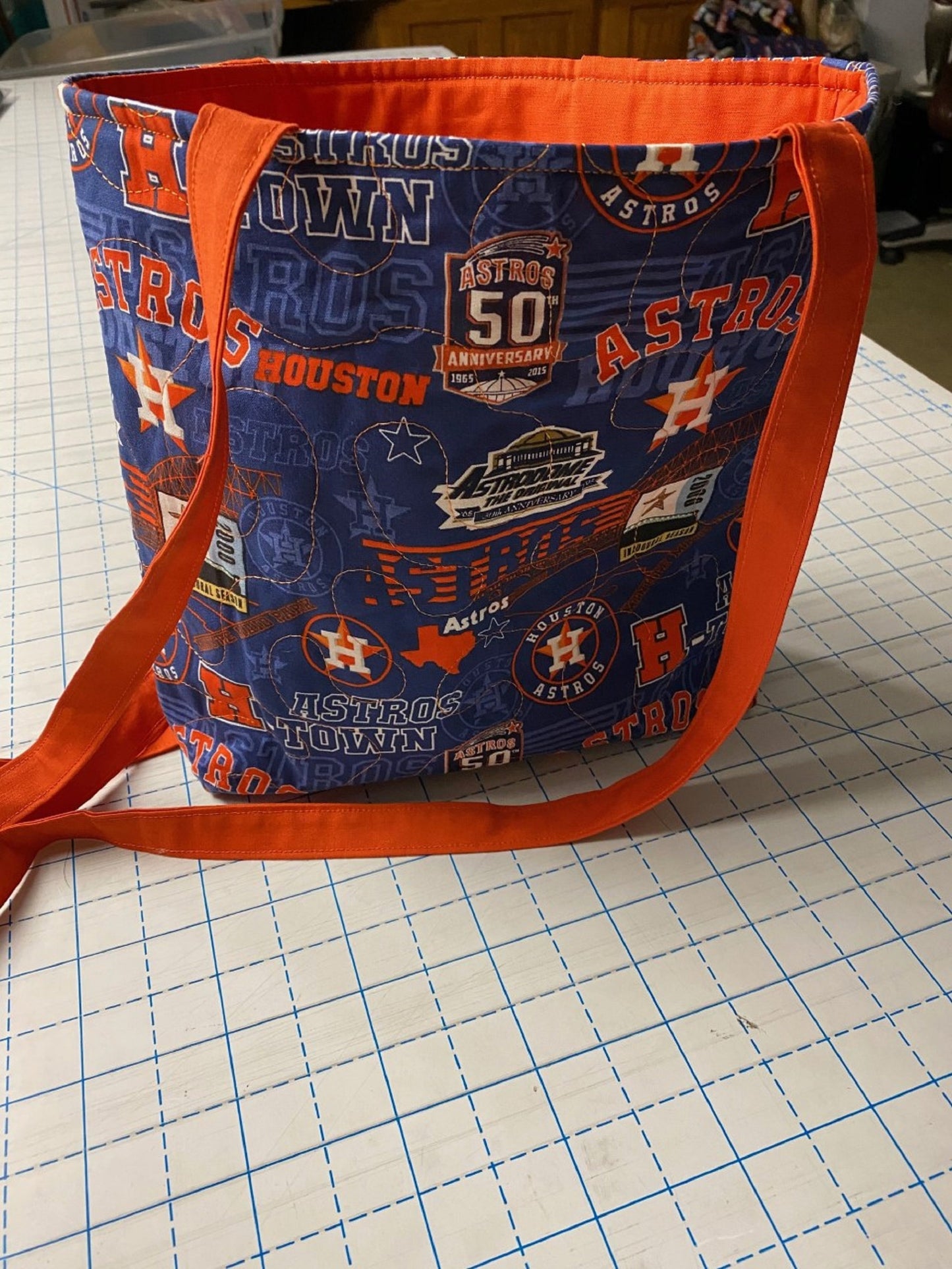 Tote Bag-Astrodome 50th Anniversary-Astros-Hand Made-Machine Quilted